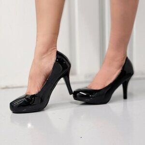 Women's Black‎ PAT Low Heel Pumps Shoes